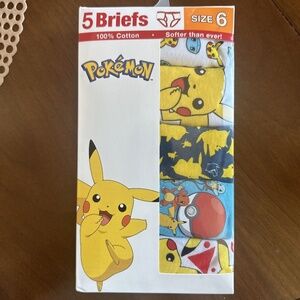 Boys 100% Cotton Pokemon "Gotta Catch ‘Em All" Briefs 5 Pack Size 6 (NEW)